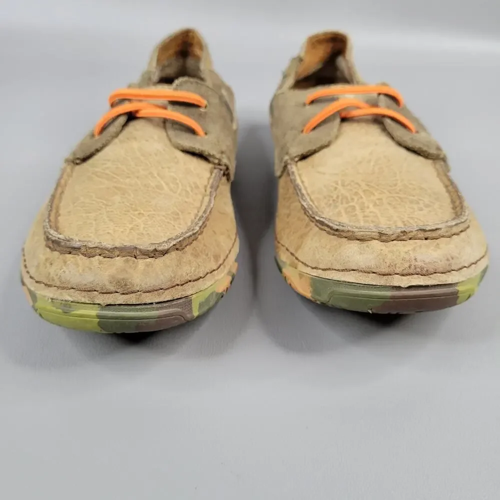 Ariat Kids Leather Loafer Boat Shoe Brown Camo Moc Toe Comfort Rubber Sole Sz 3